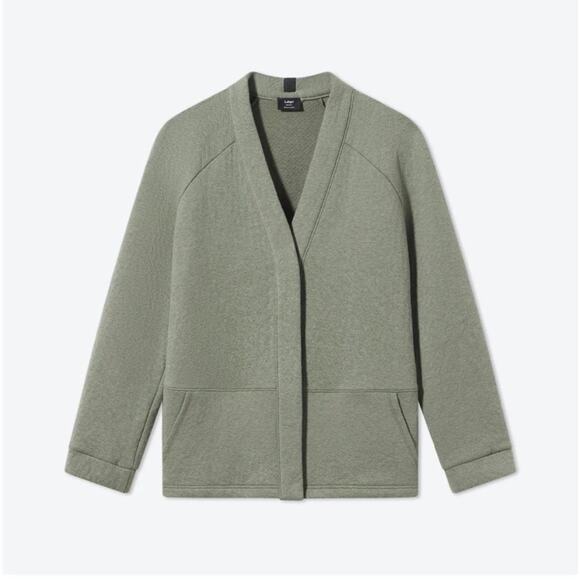 LUNYA LAHGO Restore Double Faced Cardigan Green Heathered Button Pockets Med NEW - Picture 4 of 8